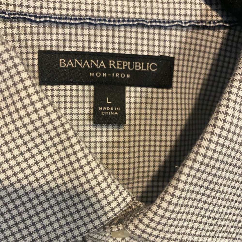 Banana Republic non-iron Camden fit L gray and white